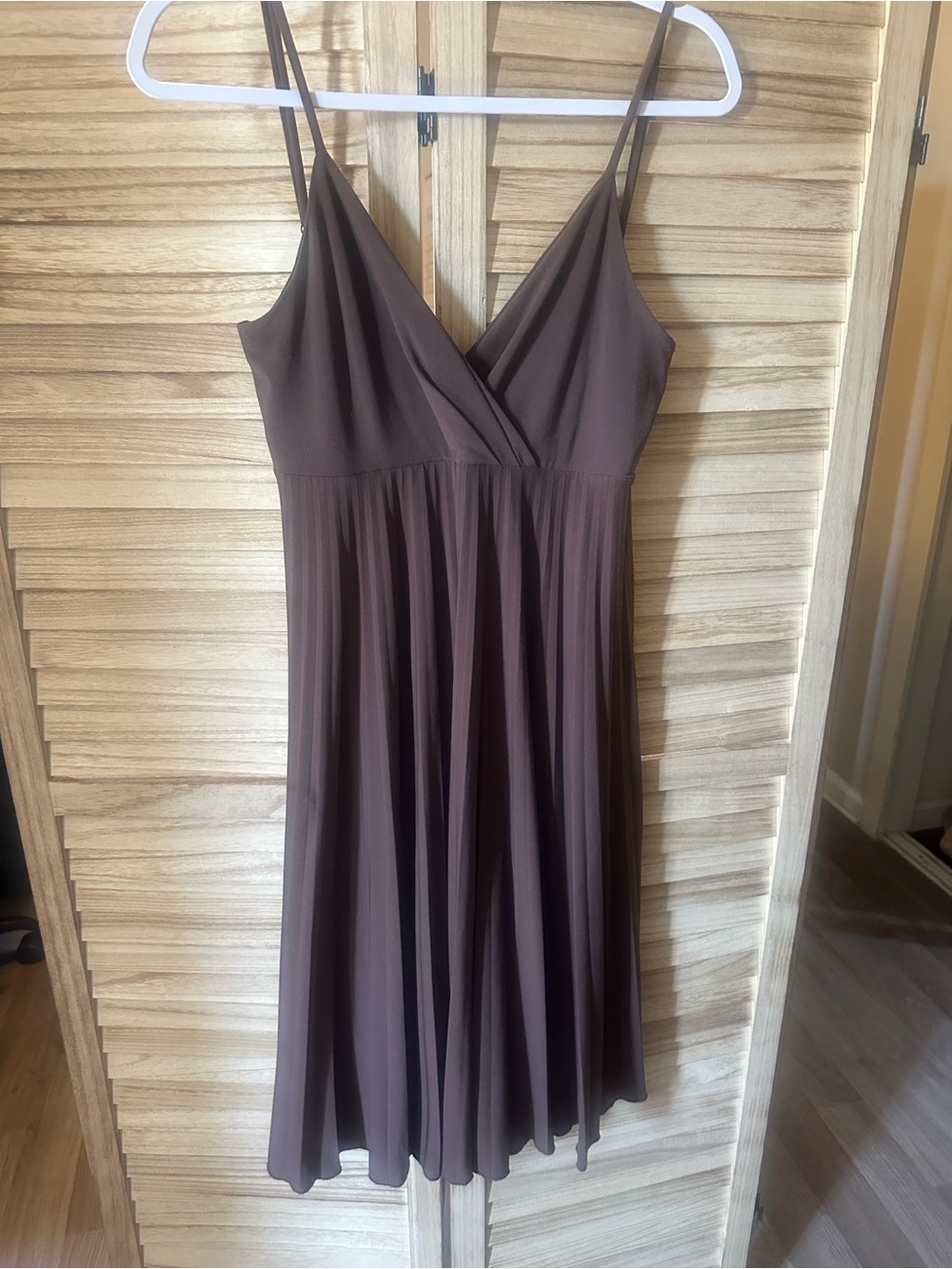Max and Cleo Brown V-Neck Spaghetti Strap Dress